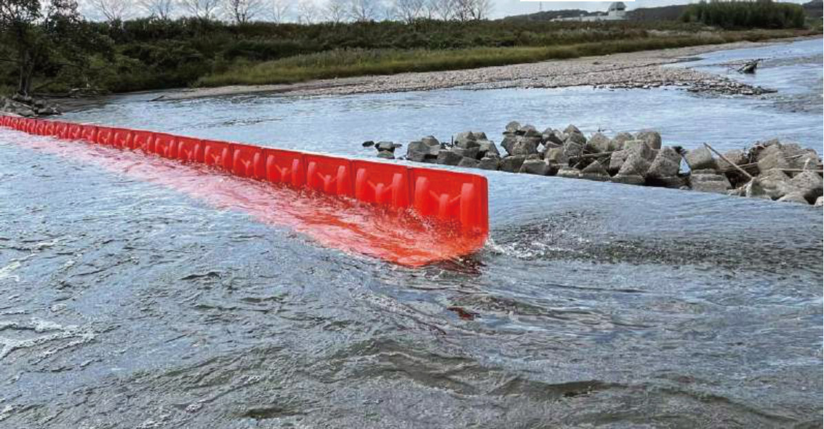 Current FloodBloc Wall connected barrier deployment example